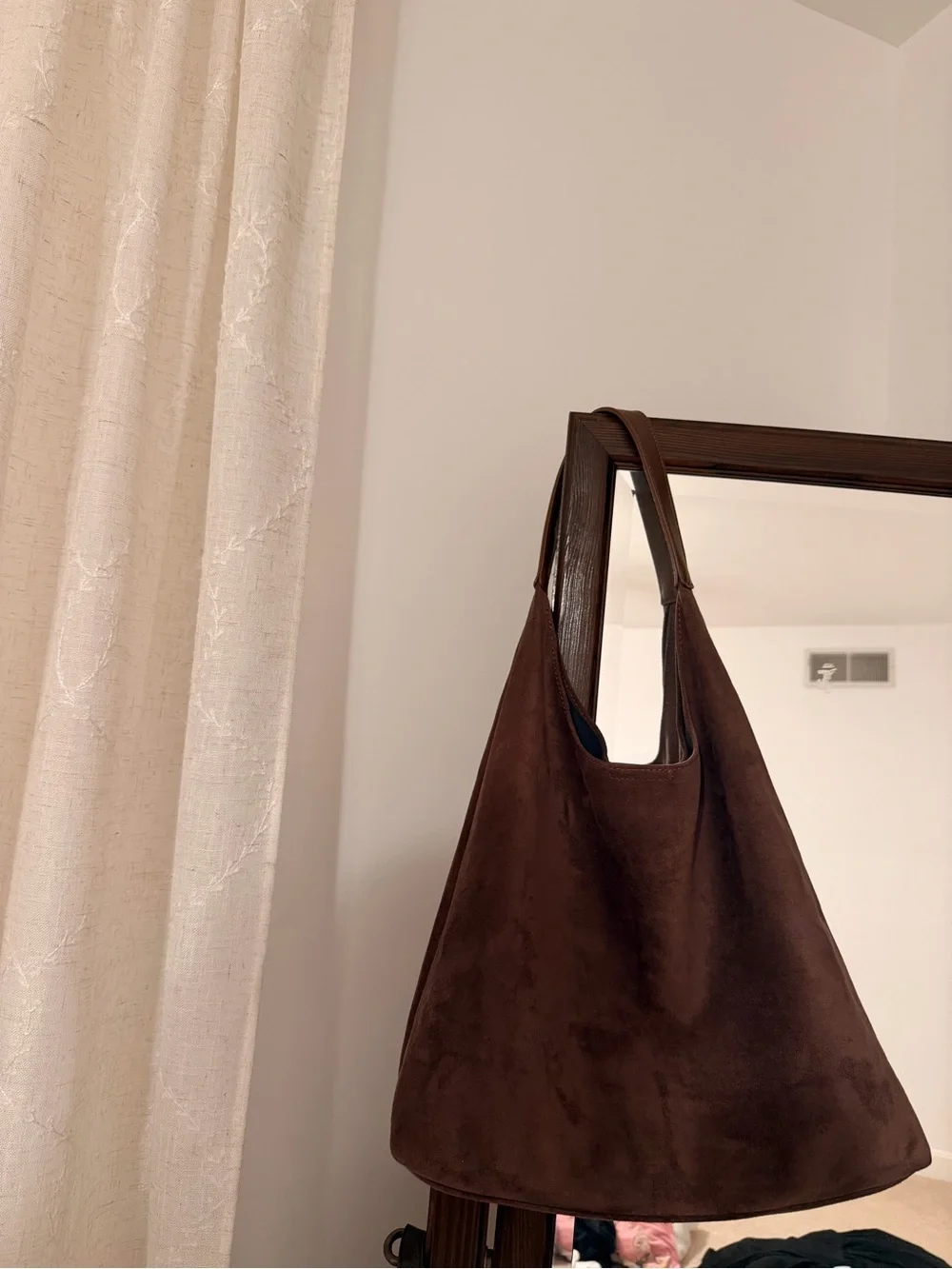 Brown Suede Hobo Shoulder Bag
